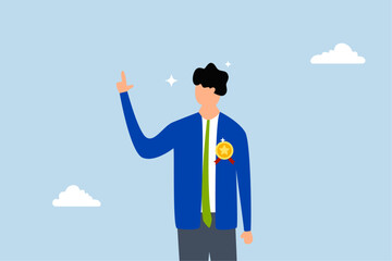 Expertise advice, confident business executive with a trophy symbol offering guidance 