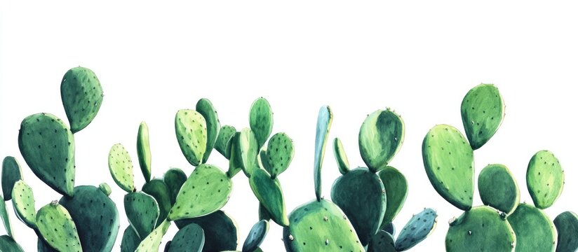 Vibrant green cactus silhouettes against a clean white background ideal for minimalist home and garden decor inspiration