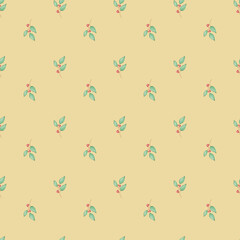 Seamless pattern with Christmas berries