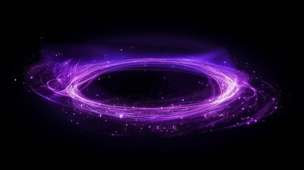 Abstract particles that use design elements. A wave of many purple lines surrounds the ring. Abstract vertical wavy stripes on a dark isolated background