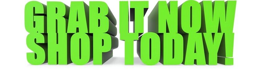 Grab It Now Shop Today!, 3d text