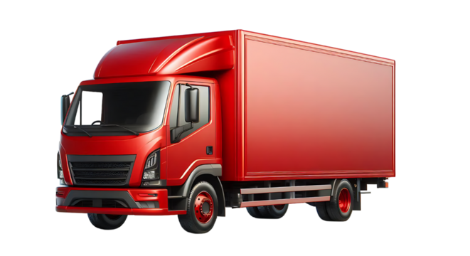 Red semi truck empty background 