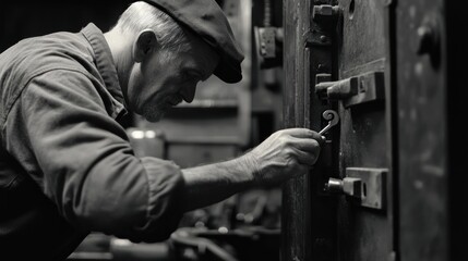 The Craftsman: A Black and White Portrait of a Skilled Artisan at Work