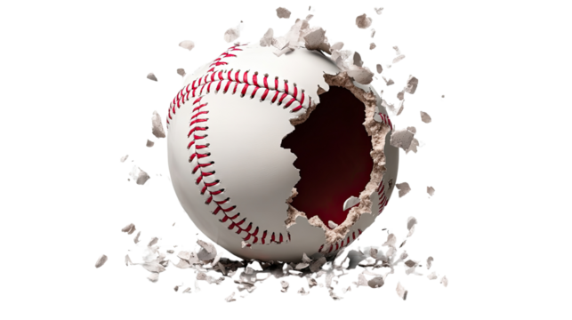 Baseball Breaking Through: A powerful image of a baseball breaking through a wall, symbolizing the force and determination needed to overcome any obstacle.