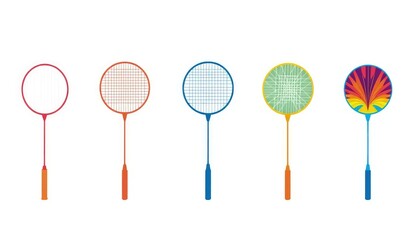 badminton racket Icons Set Isolated On White Background