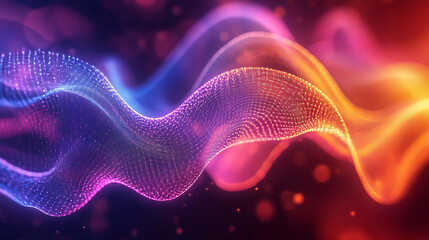 Fototapeta premium Abstract Soundwave Visualization: Neural Network, Vibrant Colors, Futuristic 3D Rendering
