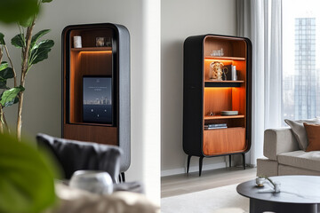 Smart Air Purifying Bookcase with Touchscreen, Customizable Lighting, and Modern Design