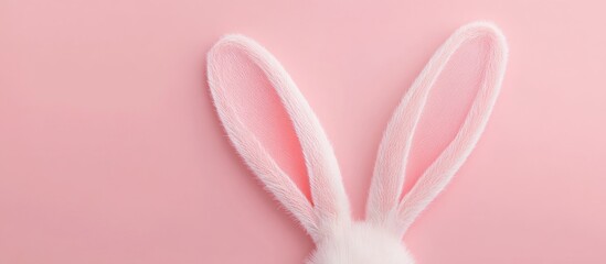 Bunny rabbit ears on a soft pastel pink background perfect for Easter or spring themed designs and decorations