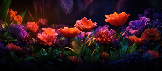Fototapeta premium Vibrant blooming flowers in a lush garden showcasing aesthetics and color harmony in natural light