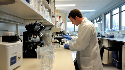 Scientist at Work in Modern Lab: Neurotechnology Research