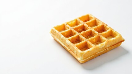 A Single Golden-Brown Waffle on a Plain White Background, Ready to be Served with a Variety of Sweet or Savory Toppings
