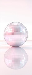 A white ball with pink and blue colors