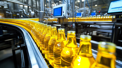 Naklejka premium Automated Bottling Plant Conveyor Belt System