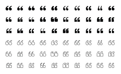 Creative Quotation Marks Unique Styles for Text and Design Enhancements, letters and numbers, set of numbers, Fully scalable and customizable for print and digital.