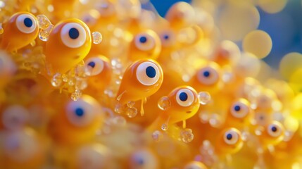 3d render illustration for advertising. Falling orange balls in the blue background. 