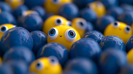 3d render illustration for advertising. Falling orange balls in the blue background. 