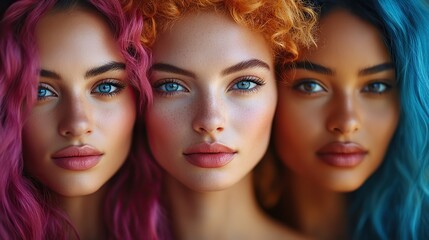 Naklejka premium A studio closeup of diverse women represents skincare equality, empowerment, and inclusion in the beauty industry.