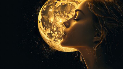 imagine a new logo for an art gallery with a lunar theme with art deco elements on a solid black background