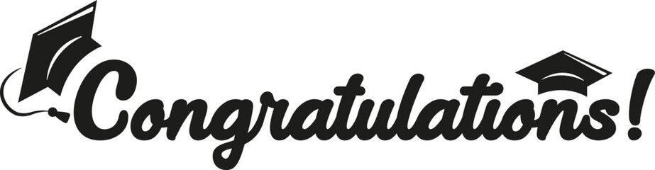 Graduation congratulations black banner vector illustration design