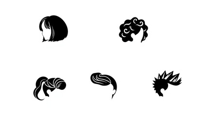 Hair Style Icons Set - Hair Cutting Style
