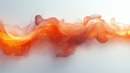 Elegant abstract design showcasing flowing flames in vibrant orange hues against a soft white background for creative projects.