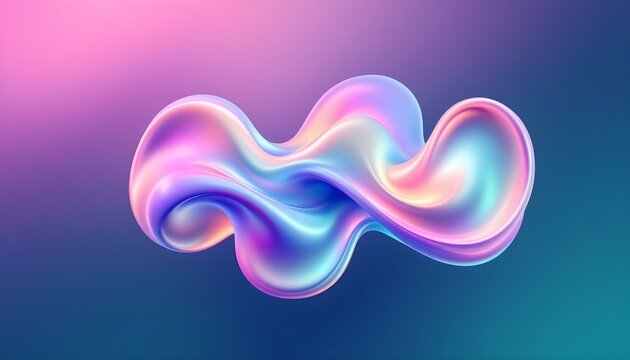 Blue and purple gradient color floating liquid blob. 3d rendering picture. 3d render of abstract gradient colorful fluids drop, soap bubble, a blob that is floating on air isolated on white background