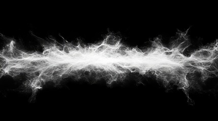 Abstract white powder explosion creating dynamic texture on a black background with intricate smoky patterns and ethereal motion effects