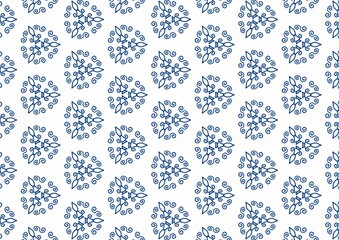 Abstract Floral Mandala Simple Line Luxury Blue White Background Medallion Seamless Pattern
