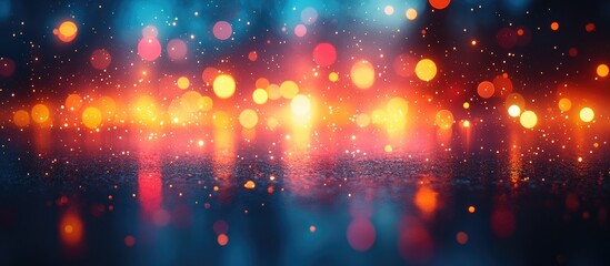 Obraz premium Vibrant bokeh lights creating a dreamy background with colorful reflections and a sense of depth for creative projects and design use