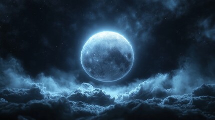 Radiant Moonlight Shining Through a Cloudy Night Sky - Made with Generative AI