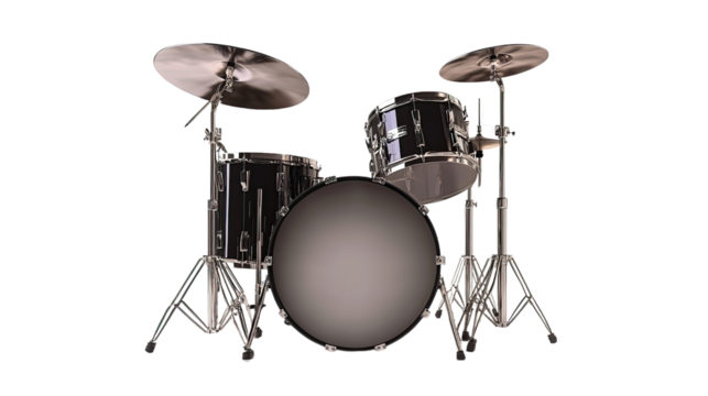 Black Drum Set: A classic drum set, ready for the next rockstar. This image captures the essence of musical passion and creative energy. The black finish adds a touch of elegance.