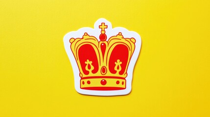 Crown sticker design on vibrant yellow background symbolizing royalty and excellence in branding and content creation.
