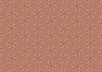 Monochrom Flora Hexagonal Luxury Brown Background Seamless Pattern