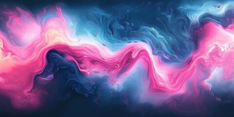 Fototapeta premium Abstract design featuring swirling patterns of pink and blue in a liquid flow style, evoking artistic creativity and a vibrant modern aesthetic