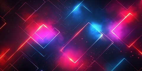 Futuristic abstract background with glowing neon lines and dynamic geometric patterns in vibrant colors, creating a modern visual style