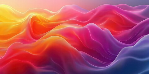 Obraz premium High-quality digital abstract artwork with vibrant flowing waves in pink and orange gradients, showcasing artistic creativity
