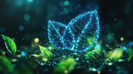 ESG sustainability icon showcasing ethical business goals with futuristic technology and renewable energy in a vibrant green environment.