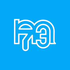 the logo consists of the letter m and number 73 combined. Outline and elegant.