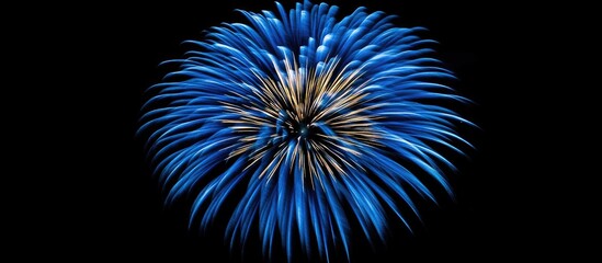 Obraz premium Vibrant blue fireworks explosion illuminating the night sky creating a festive and celebratory atmosphere for special events and occasions