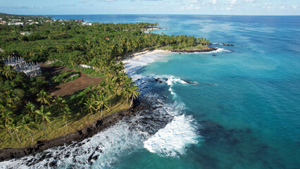 Aerial view of Coastline of Grande Comore near Mitsamiouli, Comoros