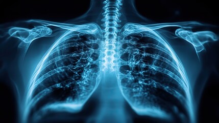 A zoomed chest x-ray reveals ill lungs, allowing for assessment of cancer, tuberculosis, and asthma through electromagnetic radiology.