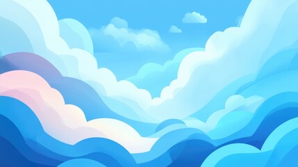 Blue sky and fluffy clouds abstract background for serene nature-themed design or wallpapers in soft pastel colors.