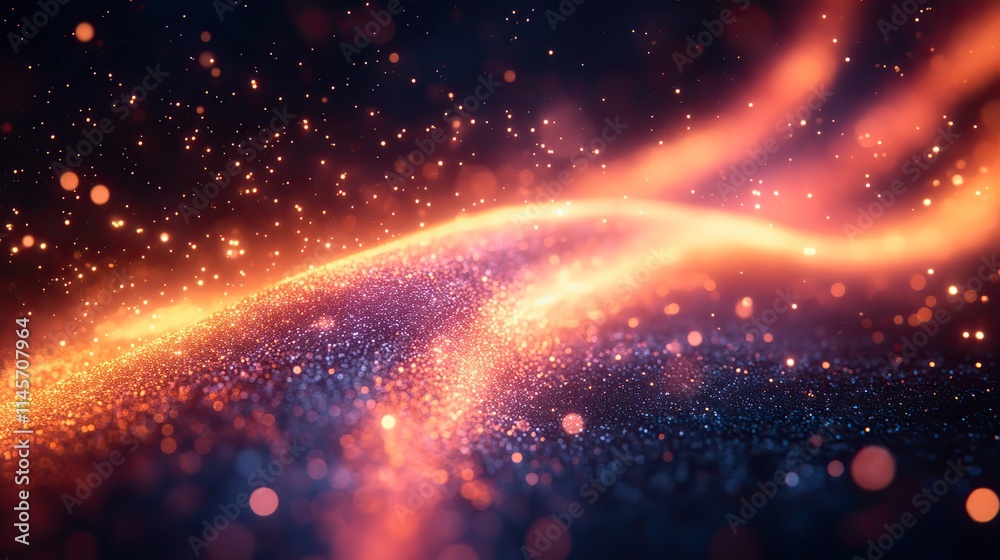 Wall mural abstract background and internet stream with light or fiber optic cables. bokeh wallpaper or electri