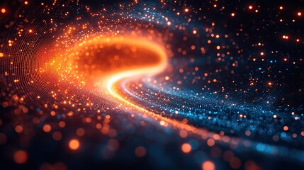 Obraz premium Abstract background and internet stream with light or fiber optic cables. Bokeh wallpaper or electricity signal connectivity and software data with wire patterns technology or cyberspace.