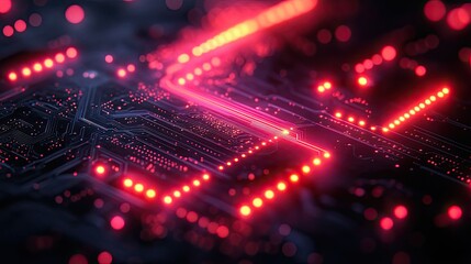 Abstract background with circuit motherboard, electricity current, bokeh futuristic, technology patterns, hardware and connectivity with lights for programming, software wallpaper