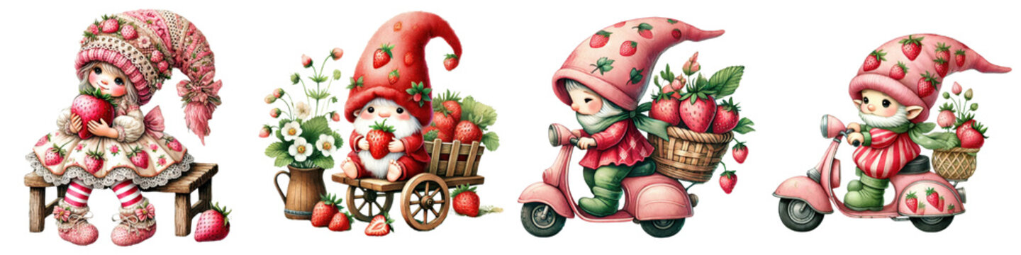 Strawberry and cute gnomes