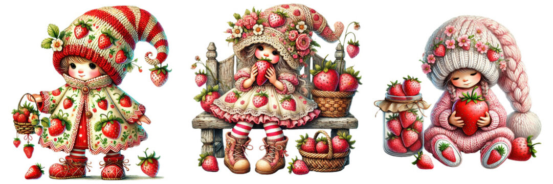 Strawberry and cute gnomes