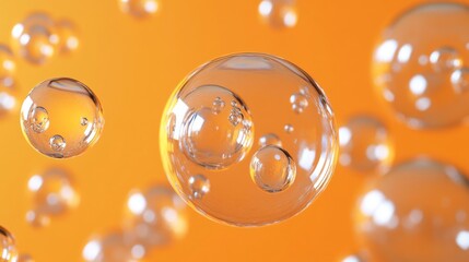 3d render illustration for advertising. Falling orange balls in the blue background. 
