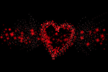 rotes Herz-Glitter auf Bokeh-Glitter-Licht-Hintergrund