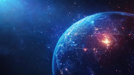 Obraz premium Smart city development with telecommunication network connectivity and digital global interactions in a futuristic space environment